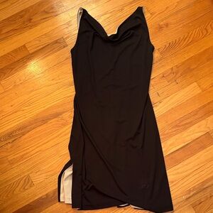 Elegant reversible Beige cowl neck sleeveless Dress